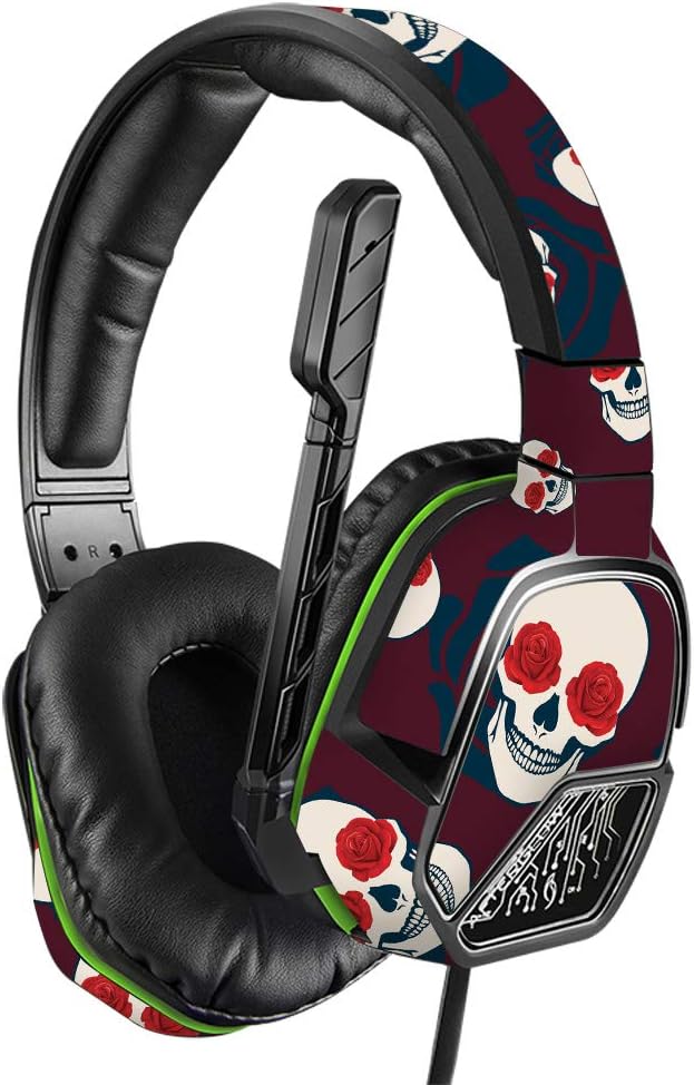 MightySkins Skin Compatible with PDP Xbox One Afterglow LVL 3 Headset - Skulls N Roses | Protective, Durable, and Unique Vinyl wrap Cover | Easy to Apply, Remove, and Change Styles | Made in The USA