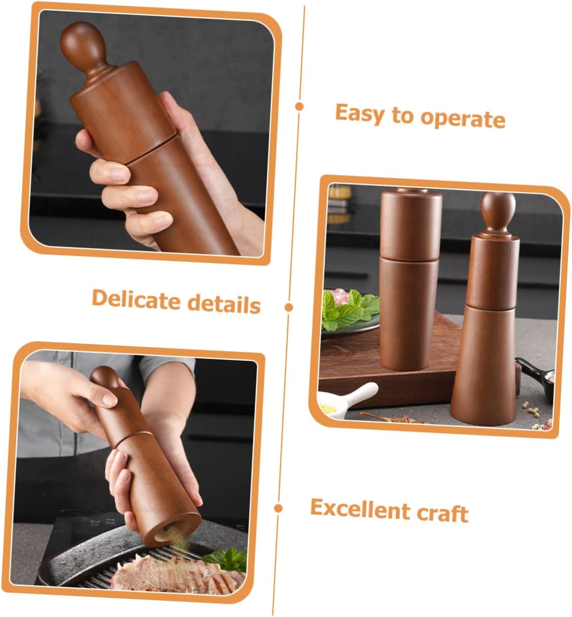 SOLUSTRE Manual Pepper Grinder and Salt Mill Professional Multi-function Seasoning Tool for Home Kitchen Compact and Lightweight Design for Grinding Pepper Cumin and Coarse Salt