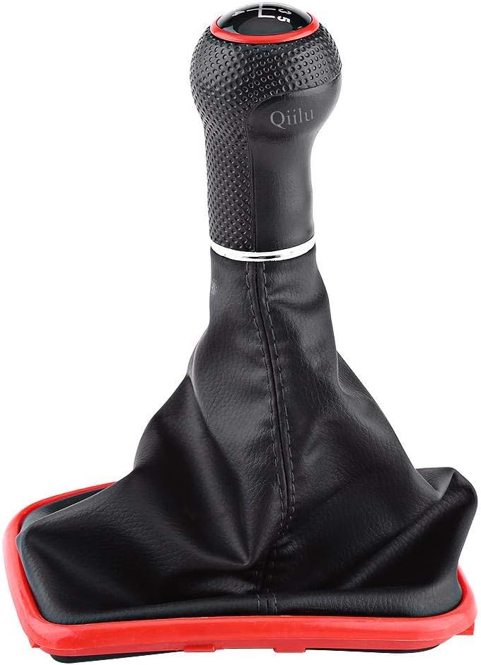 Qiilu 5 Speed Shift Boot Gear Shifter Knob Gaitor Boot Kit for Jetta Bora MK4 1999-2004