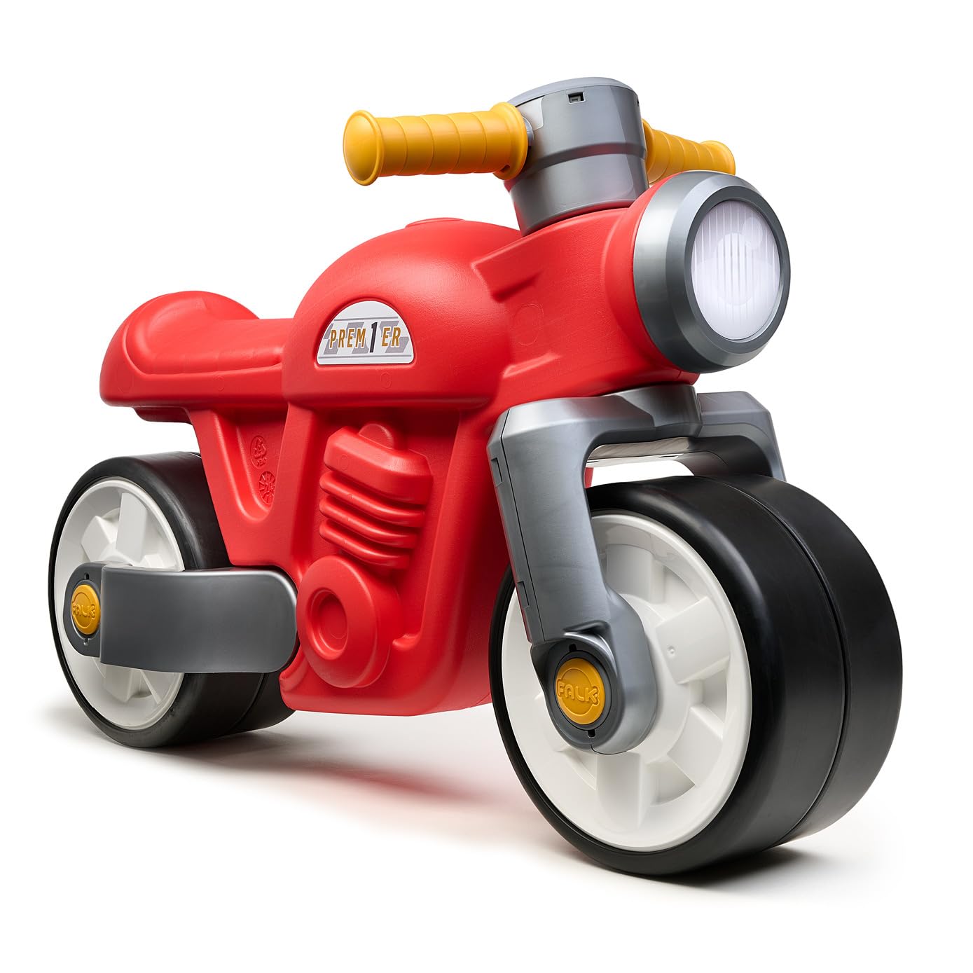 Falk Draisienne Moto Prem1er Rouge Roues Extra Larges Silencieuses Guidon Directionnel Look Vintage 75% Plastique Recyclé Fabriqué France 12 Mois
