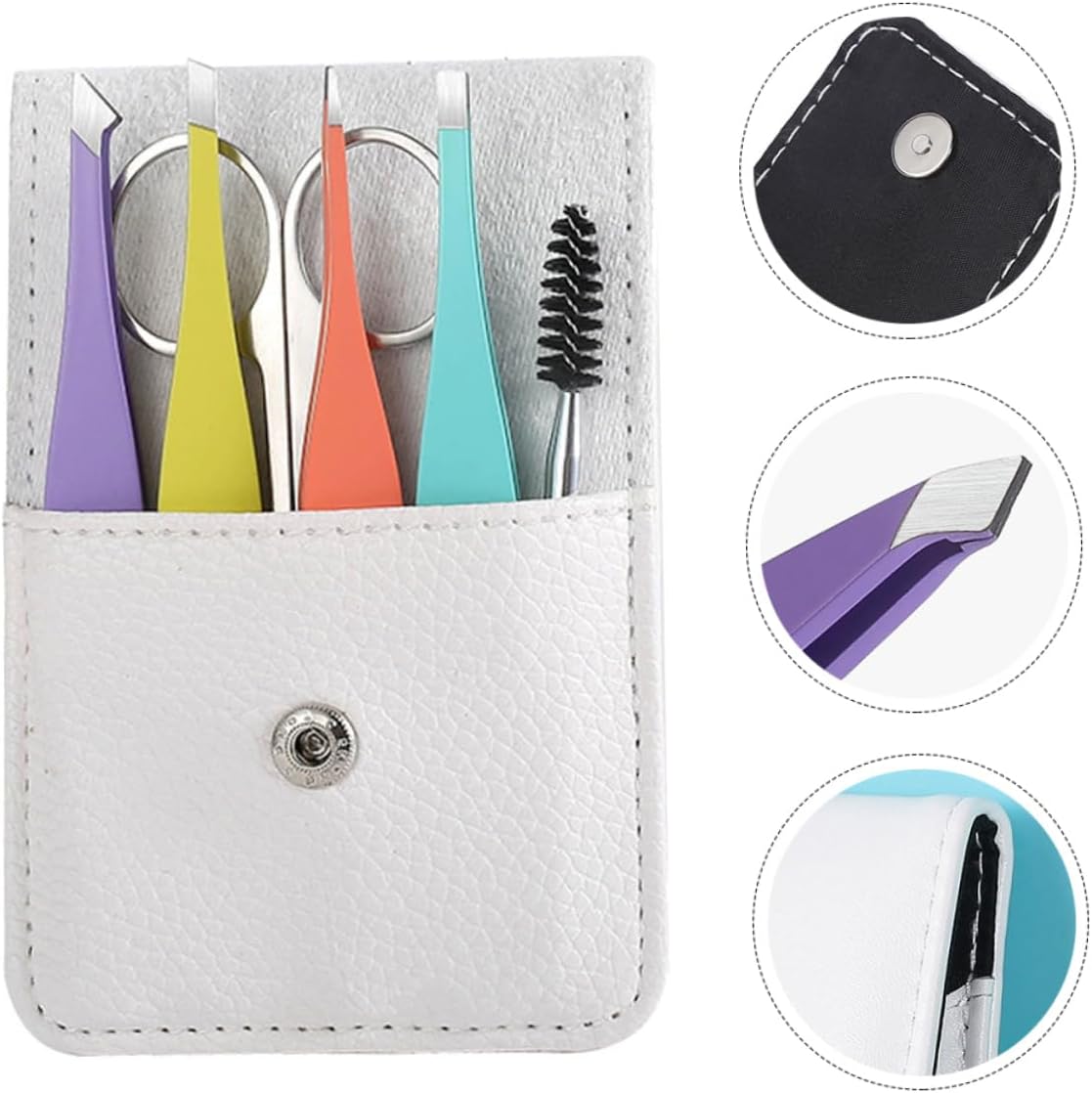 VICASKY 2sets Portable Eyebrow Trimming Kit Eyebrow Grooming Tools Scissors Tweezers Brush for Precision Makeup for Daily Use by Men Women
