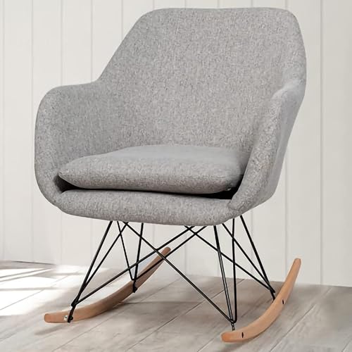 Miniatura 1 de UIIAIOUIAIO Silla mecedora moderna con patas de madera de acero sólido reposabrazos cómoda silla de acento para sala de estar dormitorio