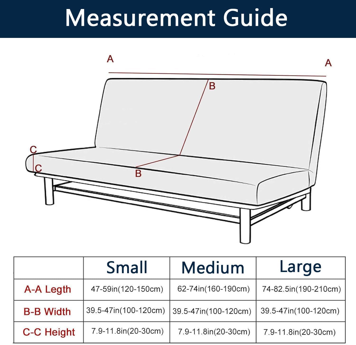 YOPOIY Sofa Bed Slipcover with Skirt, Stretch Jacquard Futon Cover Washable Folding Armless Sofa Cover with Elastic Bottom (Beige,Small)