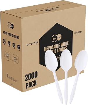 2000 Pack Disposable Plastic Teaspoons Bulk, White Plastic Dessert Spoons for Ice Cream, Cake, Yogurt, Restaurant, Catering, Party, Buffet