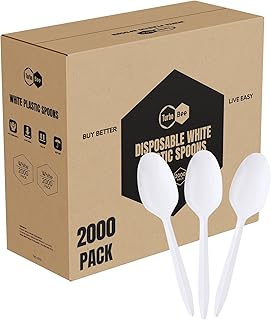 2000 Pack Disposable Plastic Teaspoons Bulk, White Plastic Dessert Spoons for Ice Cream, Cake, Yogurt, Restaurant, Catering, Party, Buffet