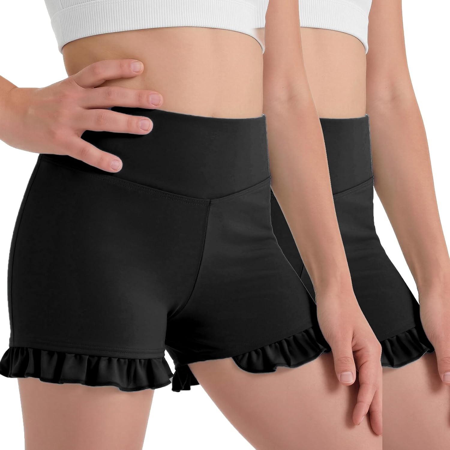 Zaclotre Girls Athletic Shorts Kids High Waisted Yoga Shorts 5-14 Years | High-elasticity, V-shaped wide waistband, Perfect for cheer, Dance, Cycling, Gym, Outdoor sports