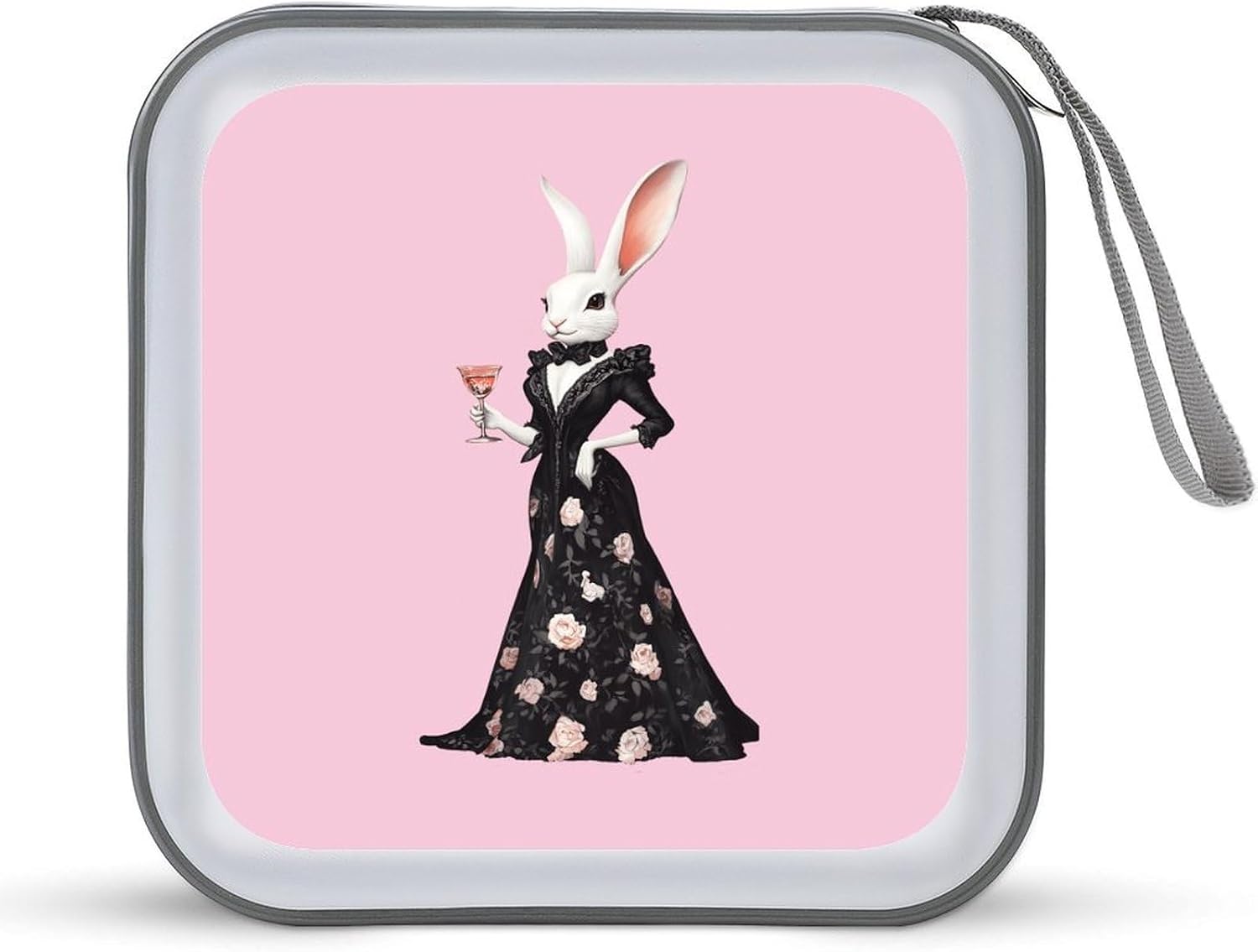 Rabbits Evening Gown Cocktail Glass Protective CD Case Storage Rack 40 Capacity DVD Holder Organizer Car Travel