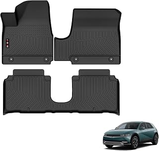 KELCSEECS Floor Mat Custom for 2022 2023 2024 Hyundai Ioniq 5 Movable Center Console (Sliding Center Console) All Season Guard for Car Mats TPE Floor Liners Ioniq 5 Accessories Front & Rear Row