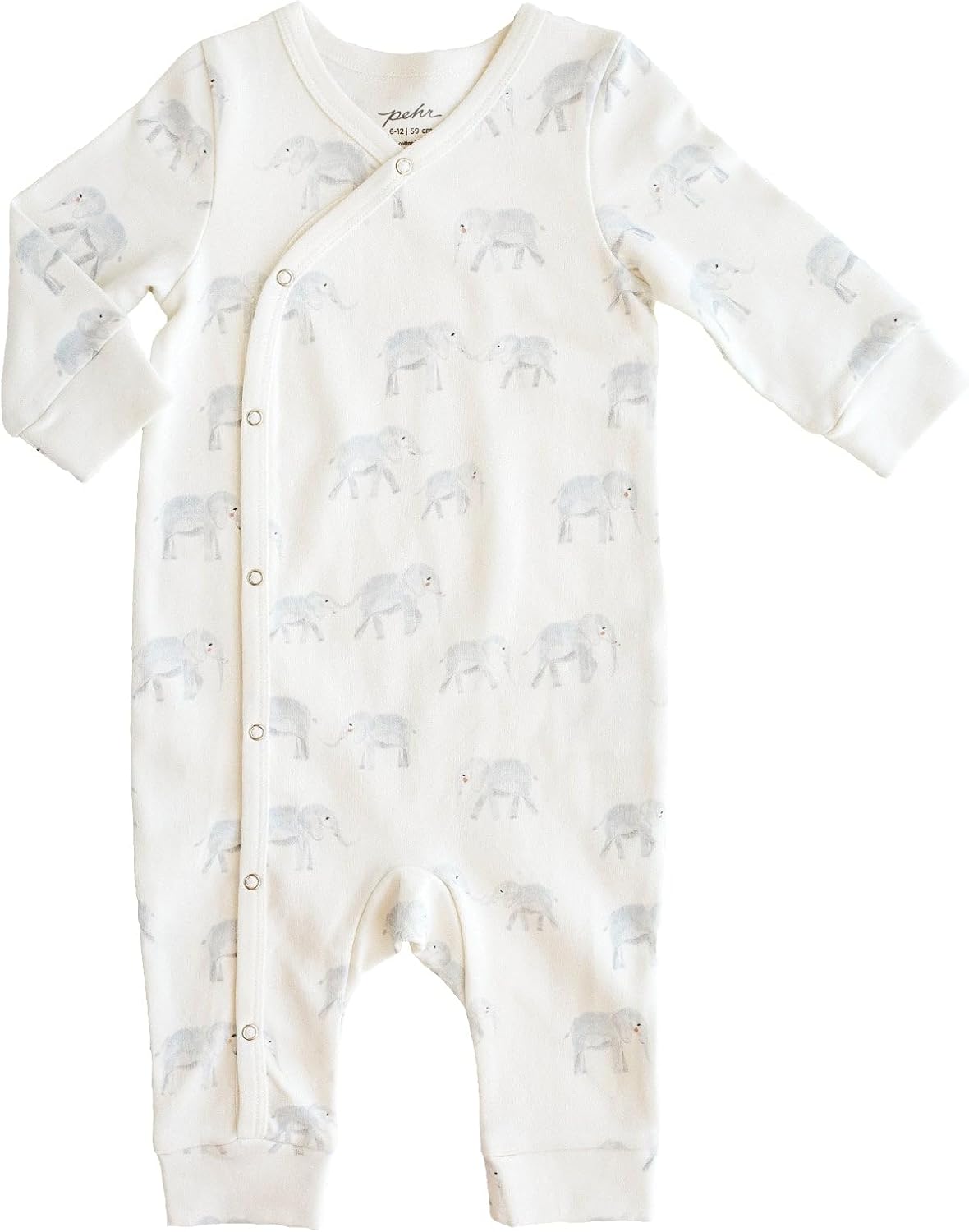 PEHR Kimono Romper, Follow Me Elephant | 100% Organic Cotton Baby Outfit | Sizes 0-6 Months