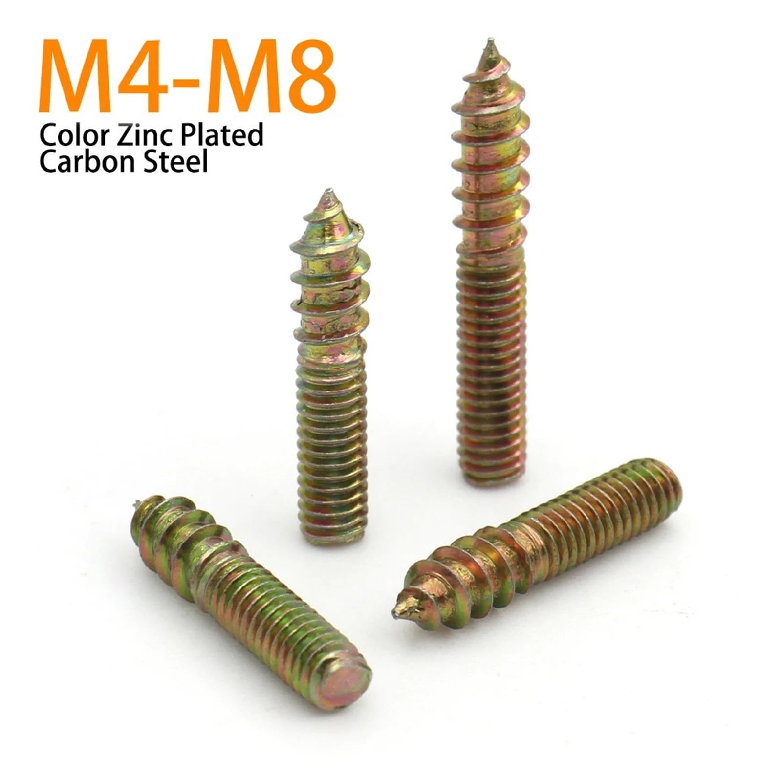Tornillos autorroscantes de Doble Extremo, de Acero al Carbono galvanizado, M4, M5, M6 y M8, 30/60 Unidades(30pcs,M8x45mm)
