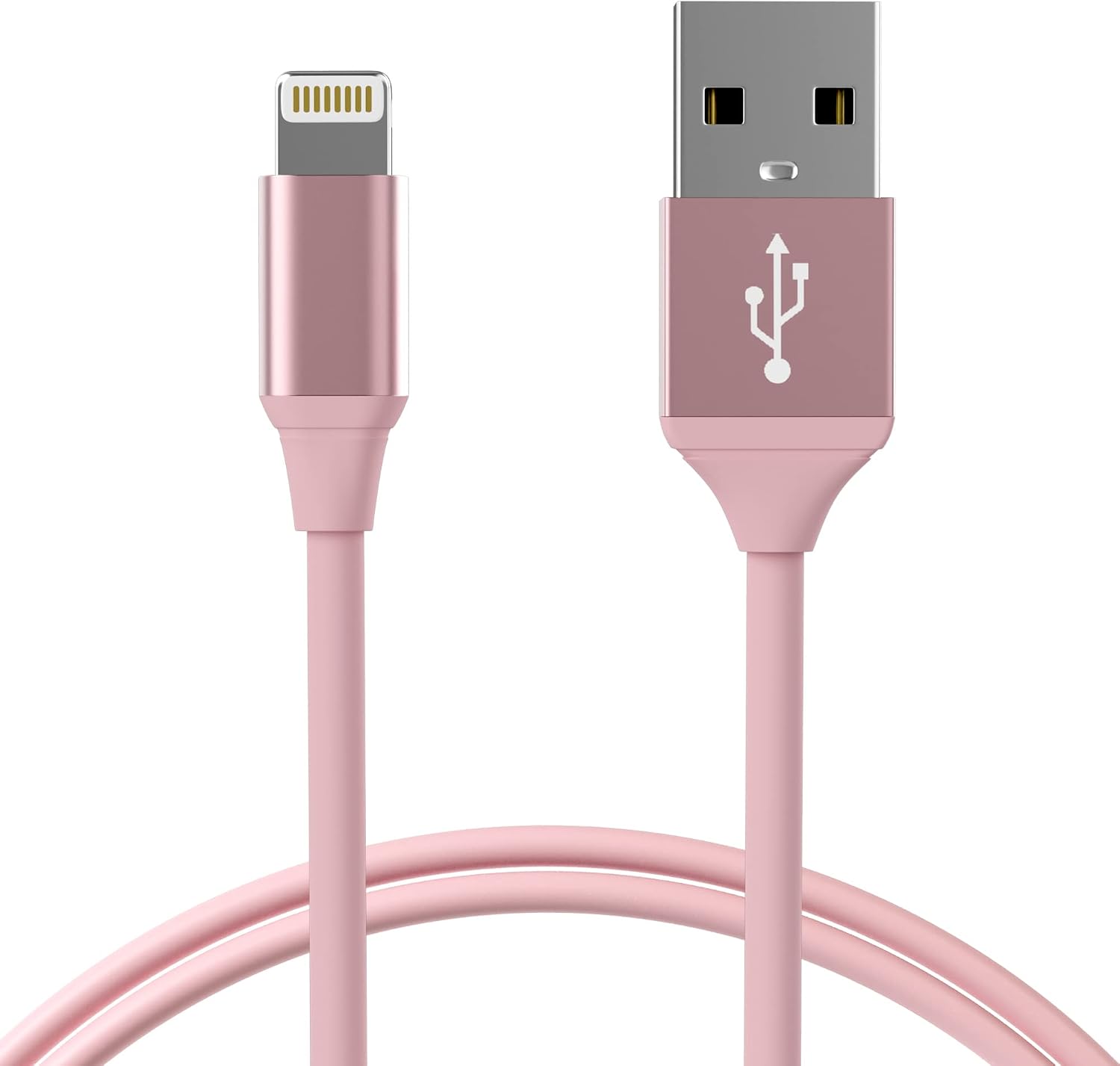 TalkWorks iPhone Charger Lightning Cable 4ft Short Strain Relief Heavy Duty Cord MFI Certified for Apple iPhone 12, 12 Pro/Max, 12 Mini, 11, 11 Pro/Max, XR, XS/Max, X, 8, 7, 6, SE, iPad - Rose Gold