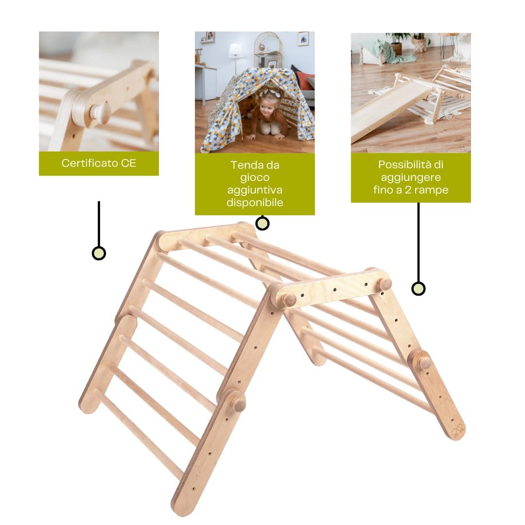 Ette Tete FIPITRI • 5 segmenti modificabile Triangolo di Arrampicata, Ispirato a Emmi Pikler (con rampa)