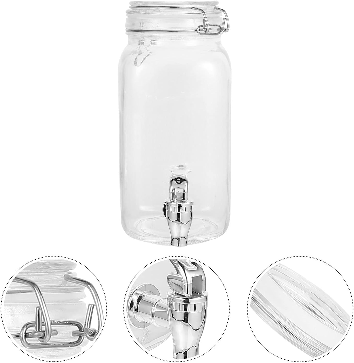 Cabilock 2L Glass Beverage Dispenser Wide Mouth Drink Dispensers with Faucet Juice Can Ice Cylinder for Sun Tea Lemonade Cold Water - Image 3