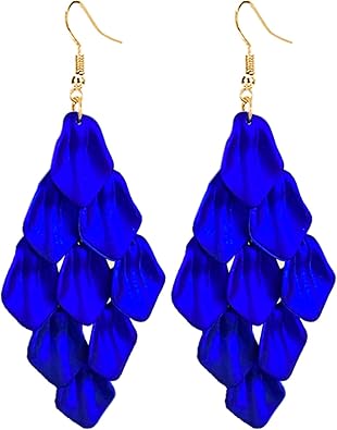 ONLYJUMP Acrylic Petal Earrings for Women Boho Flower Earrings Long Floral Tassel Earrings Long Rose Flower Hanging Resin Floral Statement Earring Jewellery Gifts