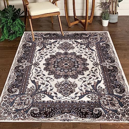 renoazul® Turkish Rugs Living Room Extra Large Mat - 280 x 380 cm - Beige - Rome Traditional Vintage Rug Floral Pattern Wide Area Rug Carpet