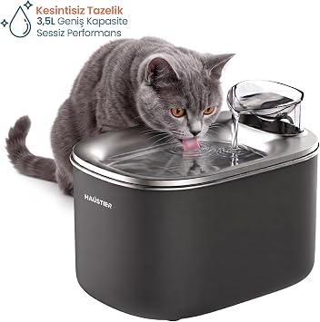 Haustier WF007L Otomatik Kedi Su Sebili,Kedi Su Çeşmesi, Su Şelalesi, Su Pınarı 3.5Lt Geniş Hazne, Bpa Içermez, Ultra Sessiz (Siyah) [Enerji Sınıfı A+]