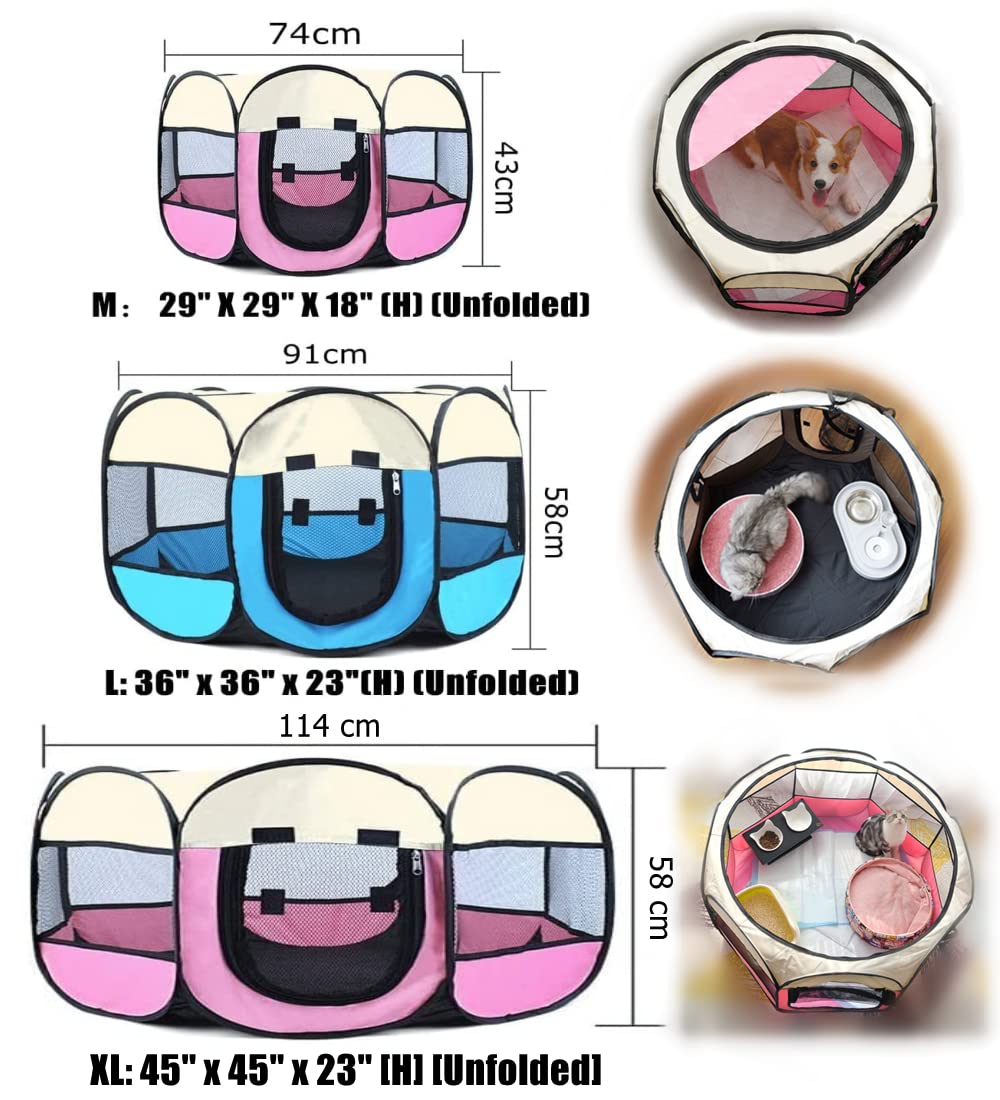Portatile pieghevole per animali domestici, per cani e gatti, per interni ed esterni, ispessimento, tenda per box per animali domestici, box per cuccioli (Blu)