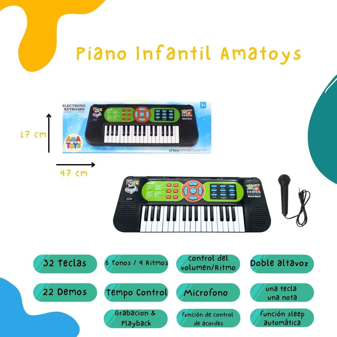 Teclado Piano Infantil - Microfono Portatil - Teclado Musical Infantil - Organo Electronico - Organo Juguete - Organo Electronico Infantil - Piano Electrico Niños - Niños Niña 3 4 5 6 7 Años