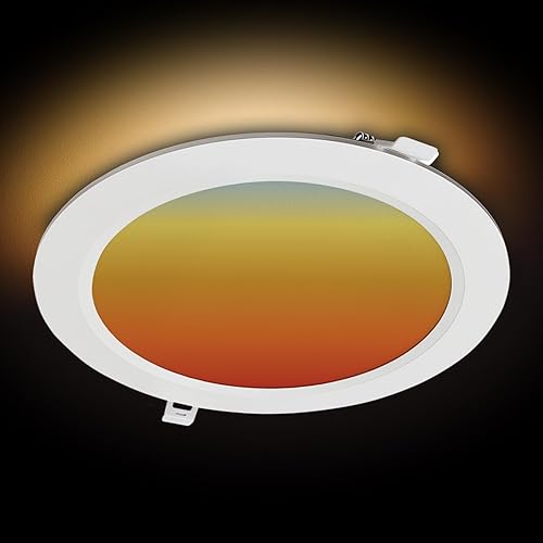 Luz LED de techo redonda empotrable de 8" 25W regulable. 5CCT (2700K3000K3500K4000K5000K seleccionable) 2125 lúmenes, caja de conexiones incluida