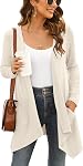 Veryoung Black Cardigan for Women Lightweight Dressy Casual Summer Cardigans Vest Drape Shrug Top with Pockets High Low Hem