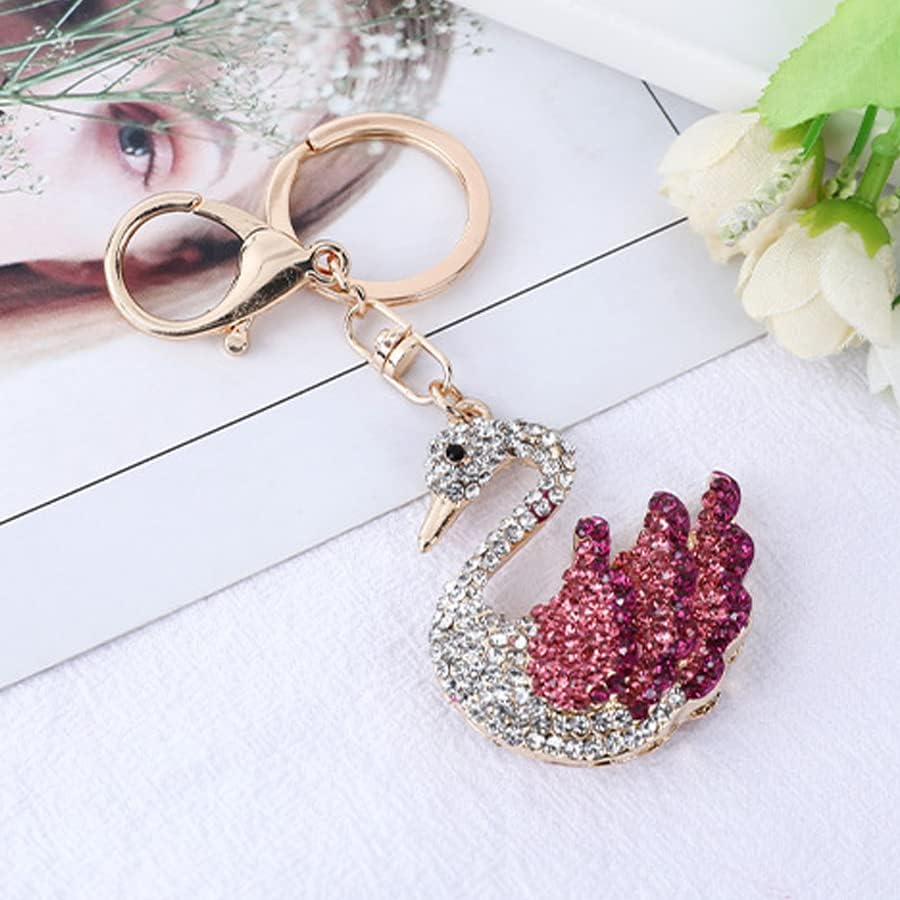 Keychain Swan Pendant Keyring Rhinestone Crystal Key Holder Bag Pendant Key Chain Women Gift for Birthday Christmas Festival - Image 2
