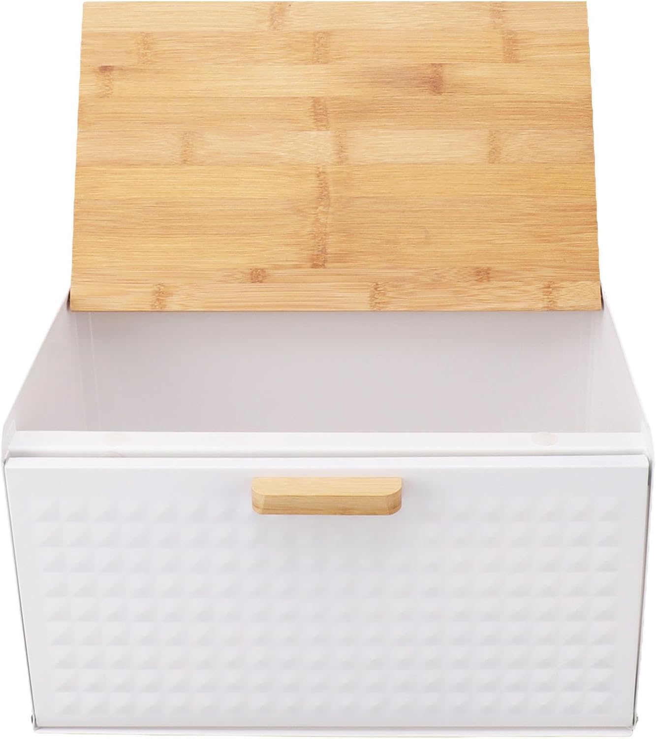Grande Scatola per Il Pane in Legno con Struttura in Ferro, 35,5x21,5x20 Cm, Elegante Contenitore da Cucina per Il Pane Fresco, Ideale per Panettieri Casalinghi E Amanti del Cibo White