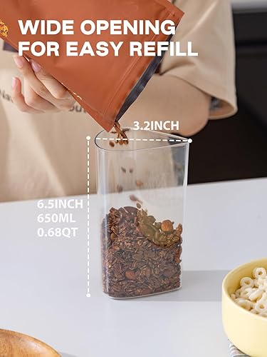 Miniatura 8 de LivLab Mker Contenedores giratorios de cereales de 4 litros de 4 cuartos de galón, dispensador de cereales sin BPA con tapas, bandeja giratoria de