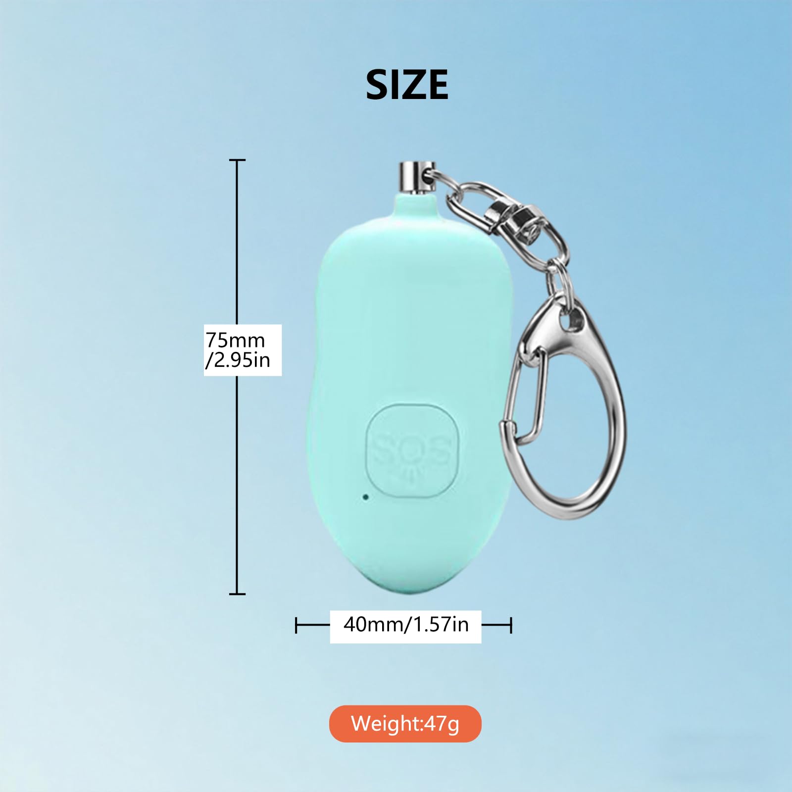 Alarma personal recargable de 130 dB, paquete de 2 alarmas de seguridad SOS con carga USB tipo C, luz LED para mujeres y ancianos, llavero de sirena de seguridad, alarma de autodefensa