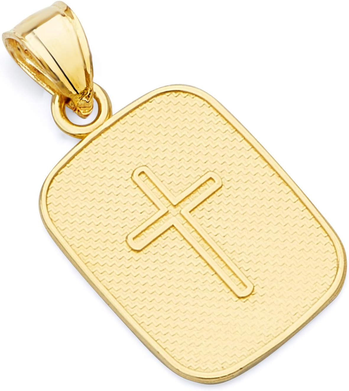 Wellingsale 14K Yellow Gold Polished Diamond Cut Religious Holy Spirit Dove "Espiritus Santo" Charm Pendant