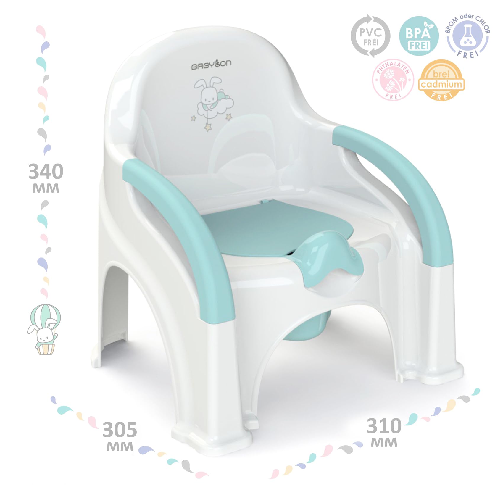BABYLON Premier Pot Enfant couvercle+bol, Pot bebe toilette dès 1 an, Blanc