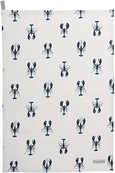 Sophie Allport - Lobster Tea Towel, 100% Cotton, 45cm x 65cm, Home Kitchen Towel with Hanging Loop