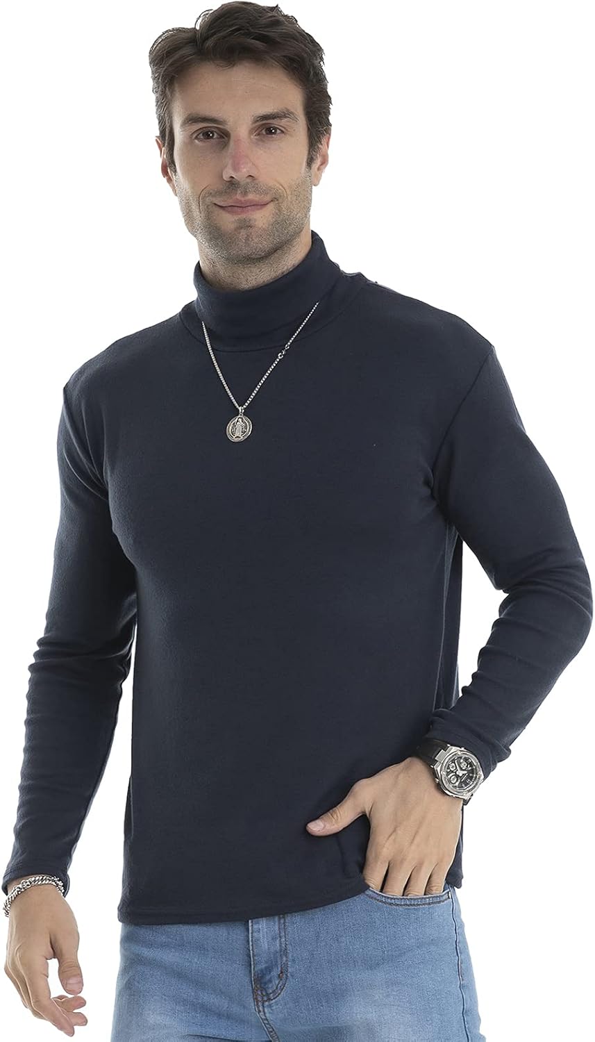 Men's Slim Fit Lightweight Long Sleeve Knitted Pullover Top Turtleneck Sweater T-Shirt - Image 7