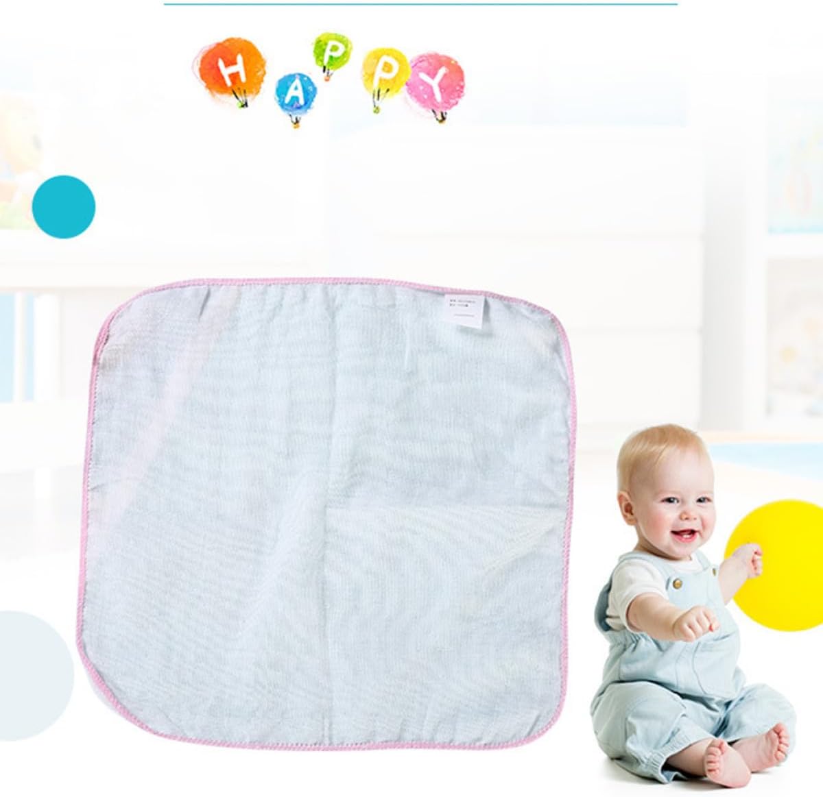 9pcs Cotton Burp Cloths Small Square Towels Water Absorption Saliva Wipers for Newborns and Infants with Pink Blue Yellow 30x30cm