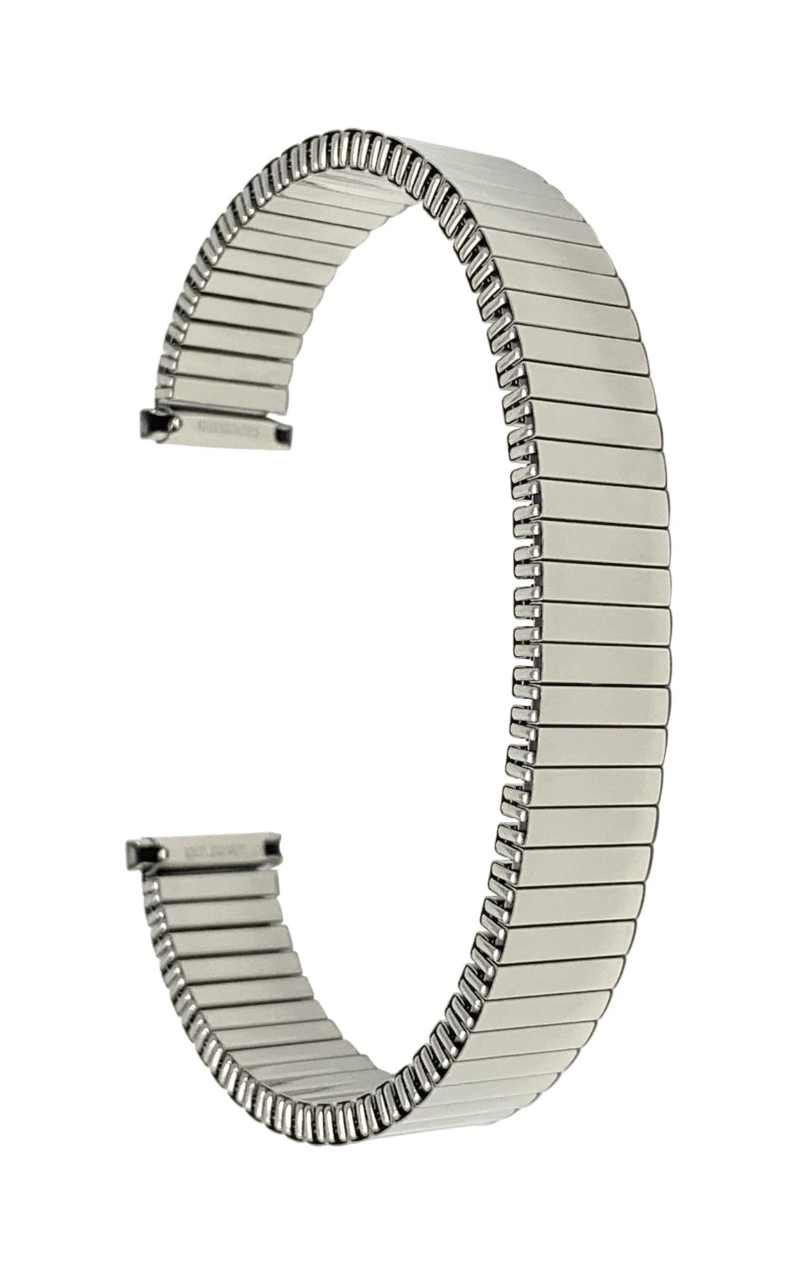 Bandini Silver Tone Womens 12mm Stainless Steel Stretch Metal Replacement Expansion Watch Band, Ladies Metal Stretch Strap - Compatible with Traditional and Smart Watches