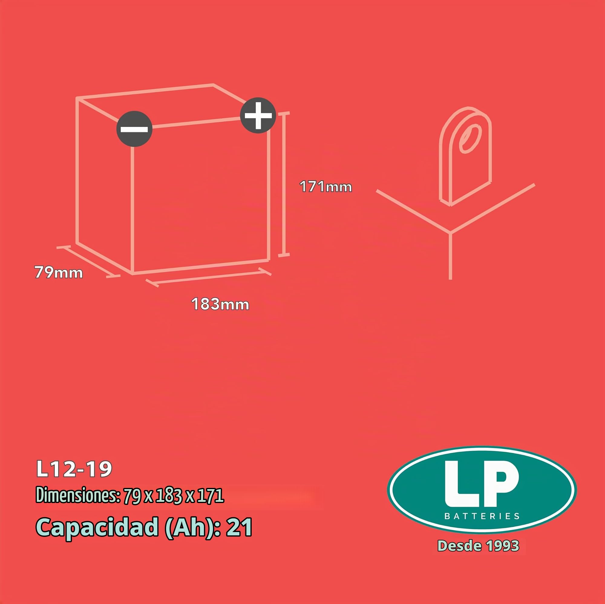 Batería de Gel para Moto Landport LP 12Volt, 21Ah /10Hr, 300CCA - MG L12-19