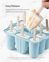 Vista 5 de Moldes de Paletas para Niños, 9 Piezas Moldes de Paletas de Silicona Sin BPA Fabricante de Paletas Moldes de Polos de Hielo Fabricante de Polos