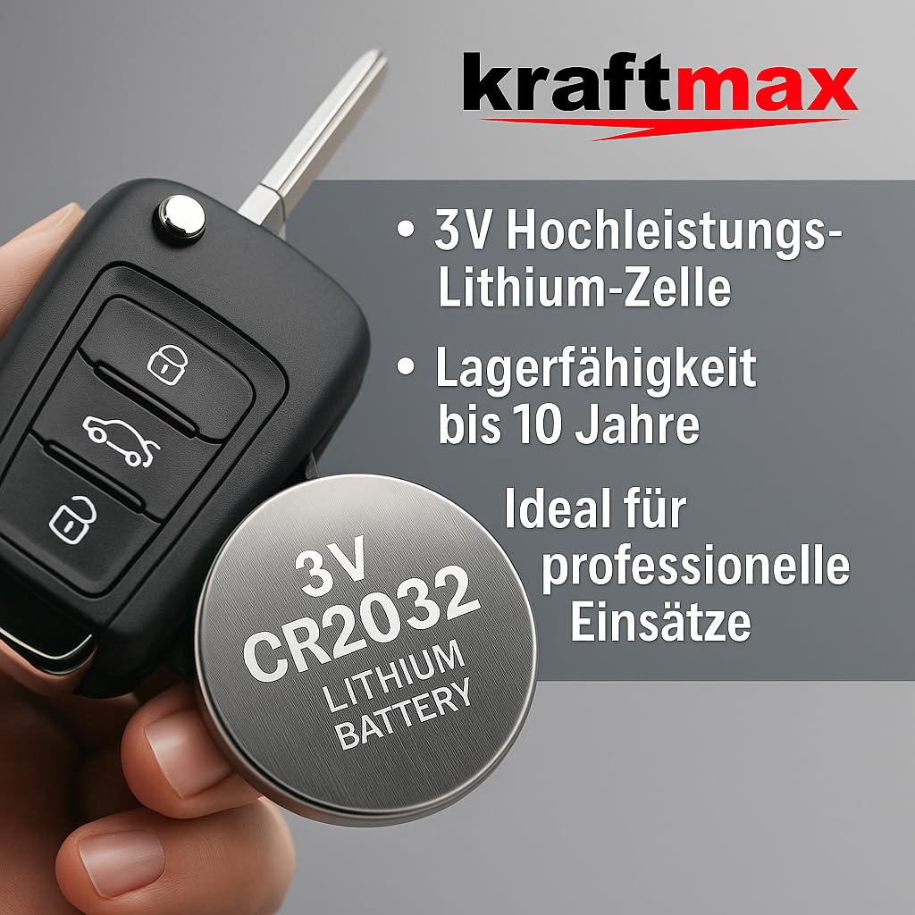 Kraftmax CR2032/CR123A Pila de litio, de alto rendimiento, para usos profesionales, 40 unidades