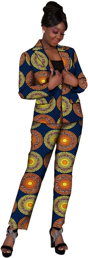 XIAOHUAGUA African Suits for Women Elegant 2 Pieces Outfits Set Blazer Coat and Pants Black History Month