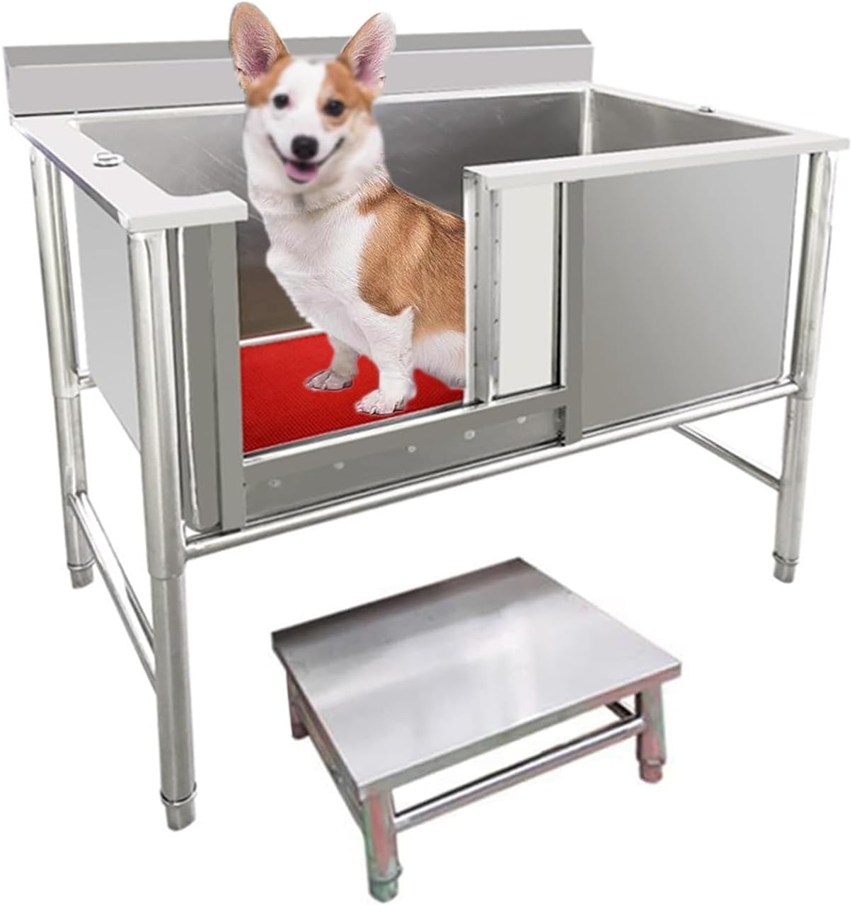 Large Stainless Steel Dog Bath Tub, Commercial Pet Washing Station for Big Dogs & Cats, Heavy Duty Grooming Sink for Home & Shop(47in/120cm)