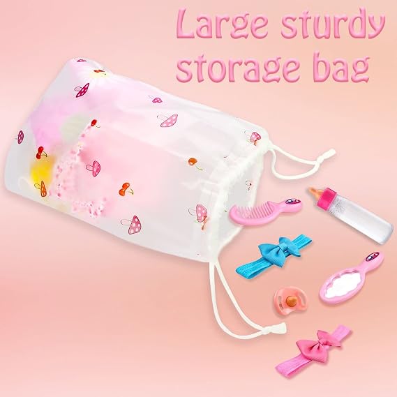 BNUZEIYI Baby Doll Accessories - Feeding & Caring Set with Bottles, Diaper & Changing Mat, Clothes Fit 14-16 Inch & 18 Inch Doll, Pretend Play Set for Girls Gift