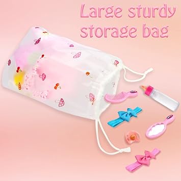 BNUZEIYI Baby Doll Accessories - Feeding & Caring Set with Bottles, Diaper & Changing Mat, Clothes Fit 14-16 Inch & 18 Inch Doll, Pretend Play Set for Girls Gift
