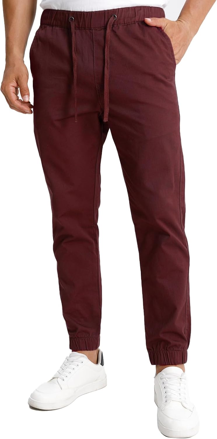 Matchstick Men’s Cotton Jogger Sweatpants, Tapered Fit, Elastic Waist Drawstring, 3 Pockets, for Workout, Lounge & Running