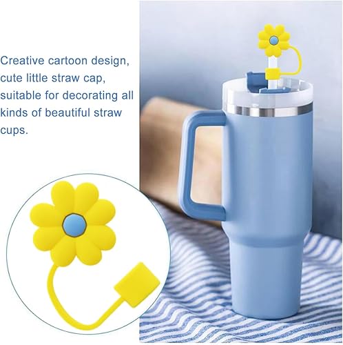 Miniatura 6 de Tapa de paja para copa Stanley, cubierta de paja de silicona de 0.394 in, 0.4 pulgadas, a prueba de polvo, reutilizables, tapas de punta de paja