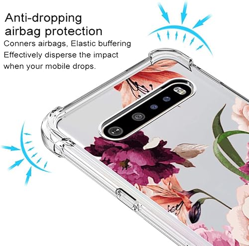Miniatura 5 de Osophter Funda para LG V60 ThinQ, LG V60 Funda floral floral para niñas y mujeres, absorción de golpes flexible de goma TPU para LG V60 ThinQ (flor