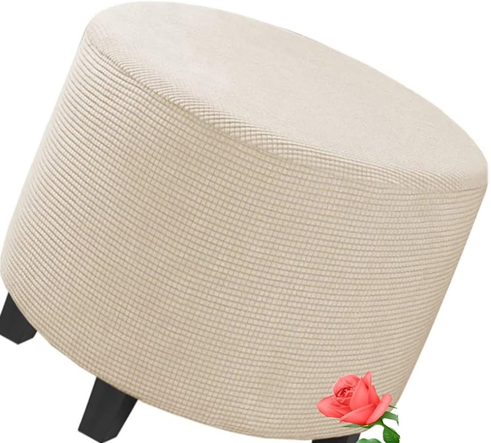 MeRcri Stretch Ottoman Slipcovers Round Ottoman Covers Removable Footstool Covers Storage Ottoman Protect Covers for Living Room, Machine Washable (Color : 009, Size : 90 cm)
