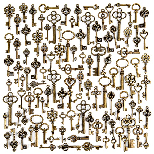 I LOVE MOM 200 Piezas llaves de Esqueleto de Bronce Colgante llaves decoración Vintage de Mesaeta Bricolaje Volador Colgante Adornos de Navidad Pulseras Collares de la Boda Regalo