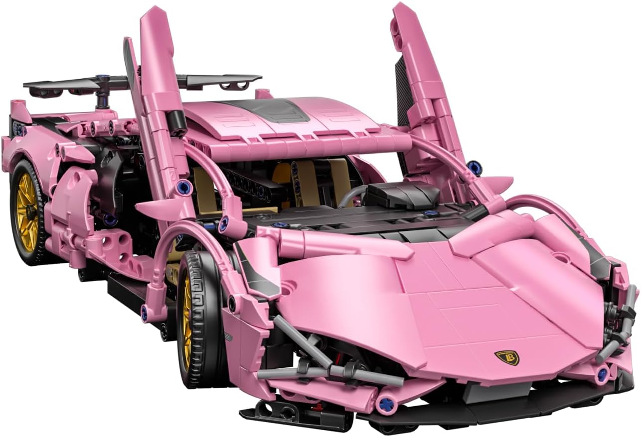 Race Car Building Block Set – 1:14 Pink Sport Speed Technical Supercar Model Kit, 1314 PCS Collectible Challenging Vehicles Toys Birthday Gifts for Adults Boys Teens Age 8-12, 8-14, 14+