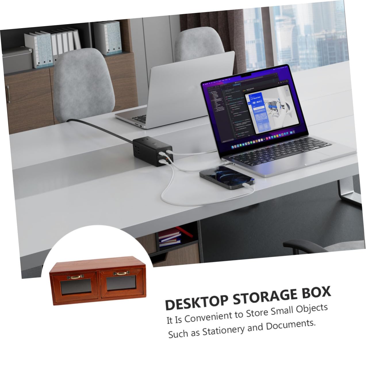 Mipcase Alzata per Monitor Supporto per Laptop e Monitor Multifunzionale in Legno con Cassetto Acrilico con Organizer da Scrivania ed Elegante Design per Ufficio