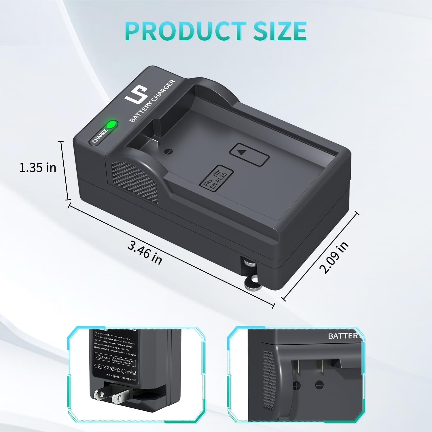 LP EN-EL15 EN EL15a Battery Charger, Charger Compatible with Nikon D7500, D7200, D7100, D7000, D850, D750, D500, D810a, D810, D800e, D800, D610, D600 & More - Image 5