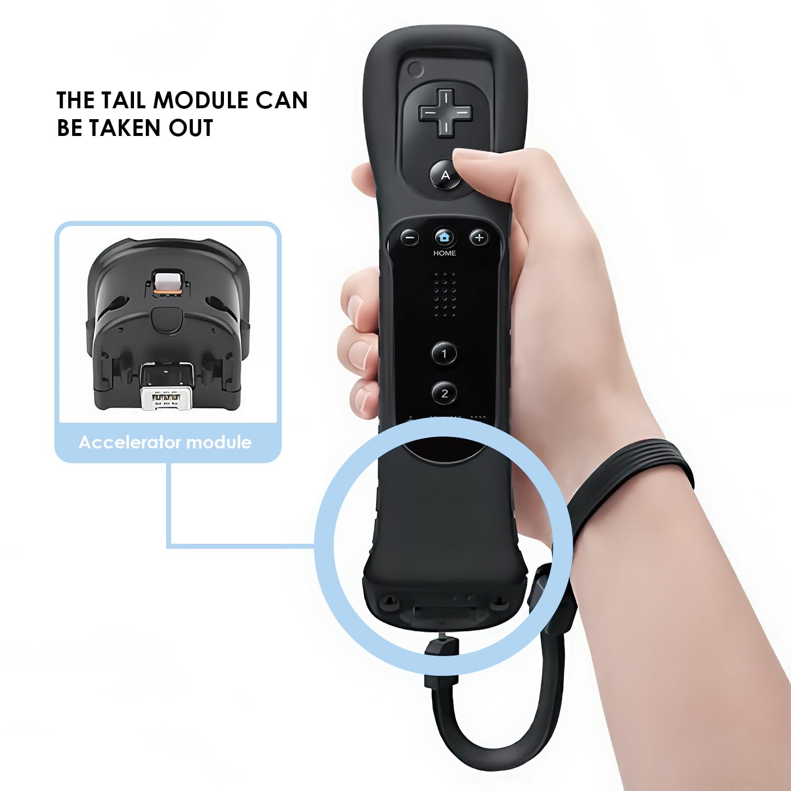 NCONCO Adaptateur de capteur Motion Plus Motion Plus, accessoire de capteur de mouvement externe à distance, coque en silicone pour Nintendo Wii (Noir), 1162856/120424CYVWTY